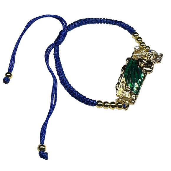 St Jude Bracelet Blue Knotted Rope Gold Filled Adjustable Handmade NEW - Picture 3 of 3